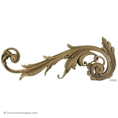 Scroll - Rococo - Louis XV 10 1/2H X 26W - 1 3/4Relief-ornaments-for-furniture-wooodwork-Decorators Supply