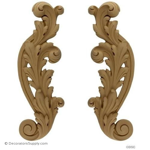 Leaf - Rococo - Louis XV Pr. 19 1/4H X 6 1/2W - 1 5/16Rel-ornaments-for-furniture-wooodwork-Decorators Supply