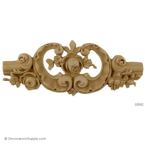 Wall Panel Design - Rococo Rose Center Ornament - 4H X 9W-ornate-french-Decorators Supply