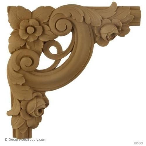 Rose Corner - French Ren. 7H X 7W - 1/2Relief-ornate-french-Decorators Supply