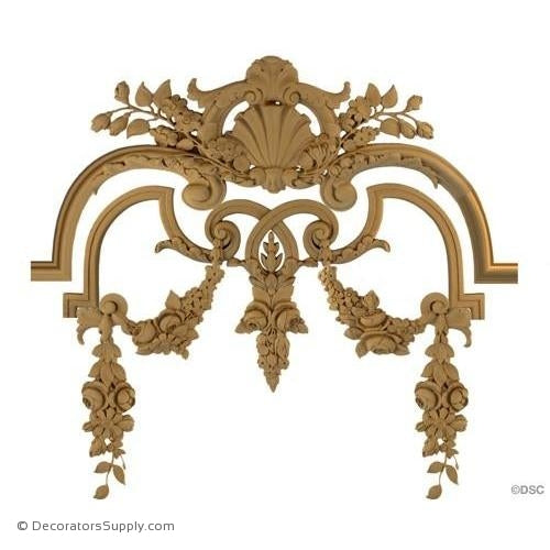Wall Panel Design - Center Ornament - 19 3/4H X 24W - 5/8Rel-ornate-french-Decorators Supply