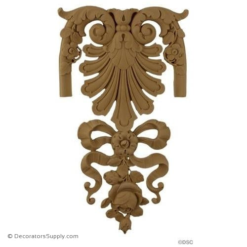 Wall Panel Design -Top Ornament 12 1/4H X 6 3/4W - 3/8 Rel-ornate-french-Decorators Supply