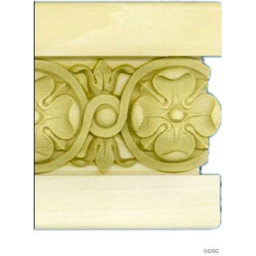 Poplar Panel Moulding With Floral Onlay- 4  1/4H - 7/8Relief