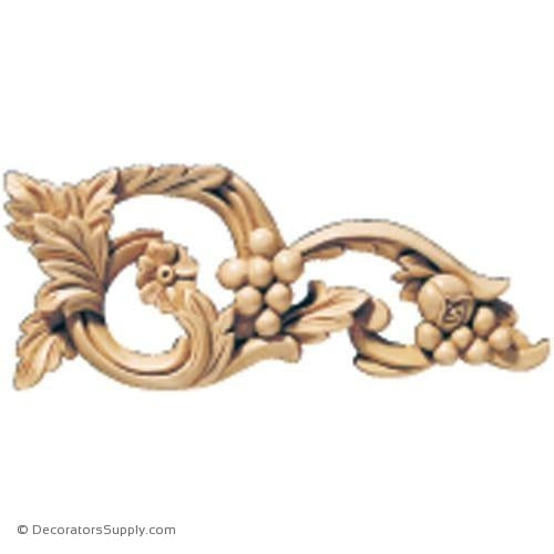 Pair [Left & Right] of Vineyard Grape Wood Scroll Appliques - (Cherry, Maple & Lindenwood)