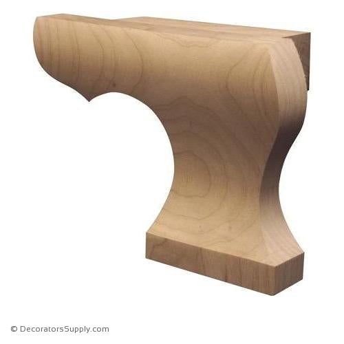 Right Curved Edge Wood Pedestal Foot - (Cherry, Maple, Poplar, Red Oak) | Decorators Supply Corporation
