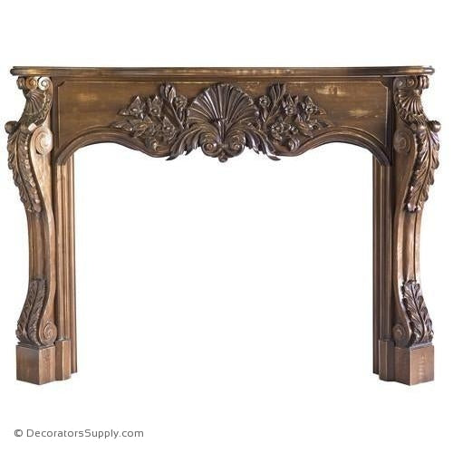 Lindenwood Carved Mantel-72"OA Width, Opening - 52"W x 40"H
