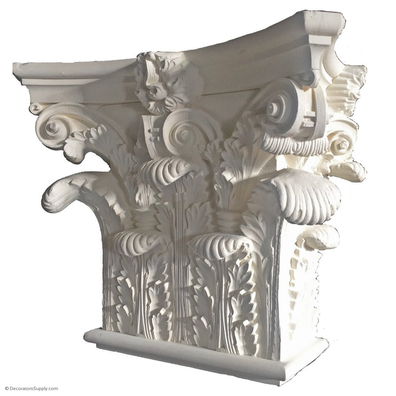 Plaster Pilaster Capital [Half Square] - Roman Corinthian Pantheon - 10 Sizes