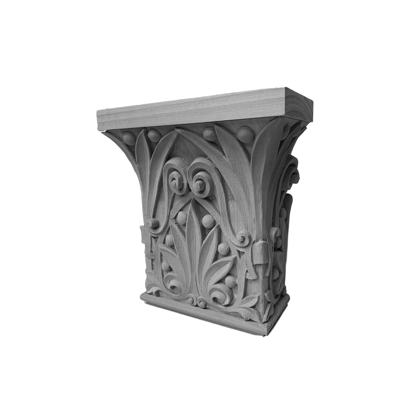 Plaster Pilaster Capital  [Half Square] - Romanesque - Return is 2-1/2"