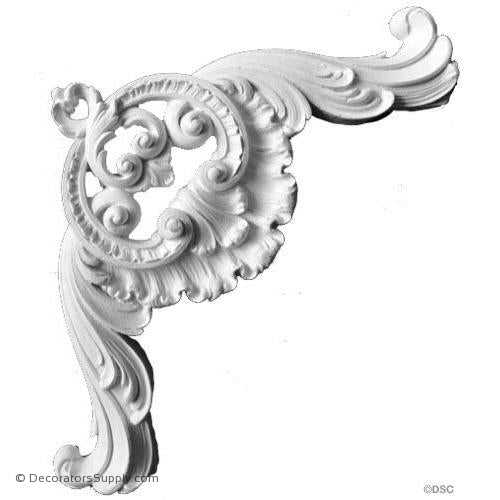 Plaster Corner Ornament - 7H X 7W - 3/4Relief-ornate-french-Decorators Supply