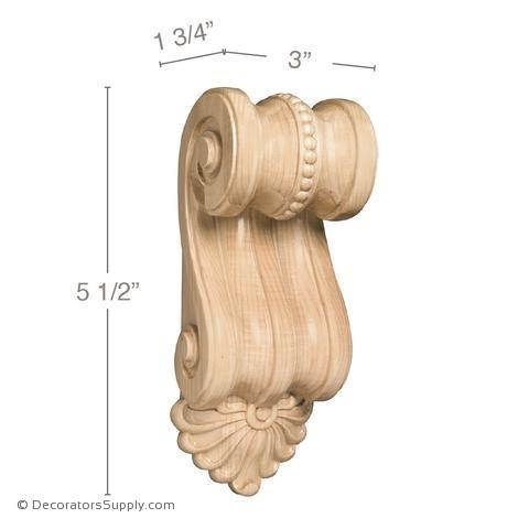 Small Scrolled Wood Corbel - (Cherry & Maple) - 3 SIZES